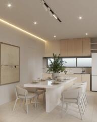 Modern kitchen with dining area