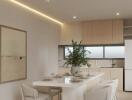 Modern kitchen with dining area