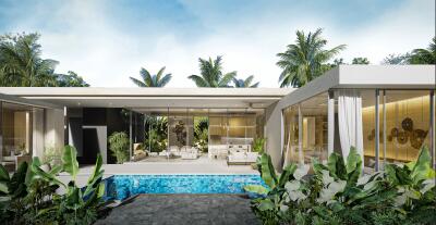 Modern villa with pool and tropical garden