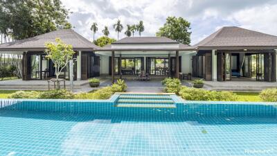 Exterior view of a villa with a pool