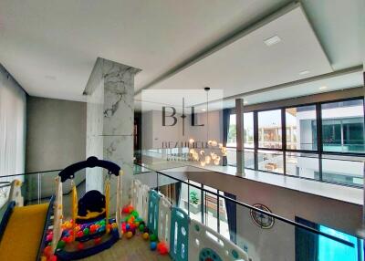 Spacious and modern interior with play area for children