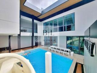 Modern residential building with swimming pool