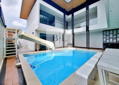 Modern building with an outdoor swimming pool