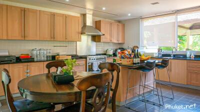 Modern kitchen with wooden cabinets and kitchen island