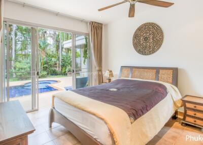 Bedroom with pool view