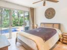 Bedroom with pool view