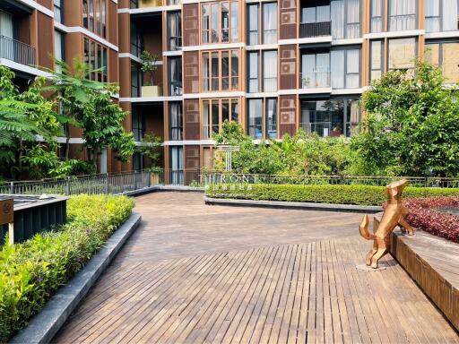 Modern residential building with landscaped courtyard