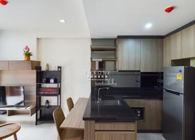 Modern kitchen area with adjoining dining space