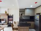 Modern kitchen area with adjoining dining space