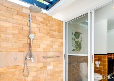 Modern bathroom with shower and toilet