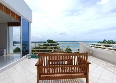 Spacious balcony with ocean view