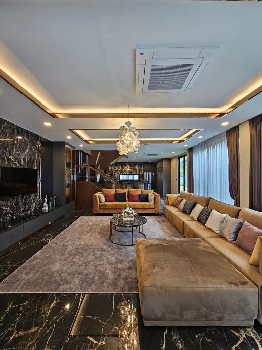Luxury living room with modern furnishings and elegant decor