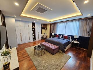 Spacious and luxurious master bedroom with modern decor