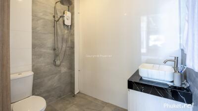 Modern bathroom with shower and sink