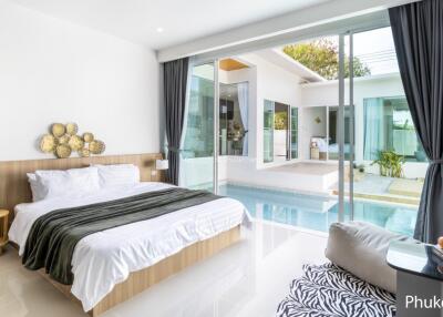 Bedroom with pool view