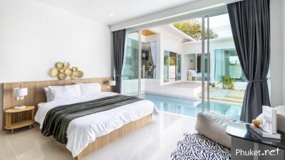 Bedroom with pool view