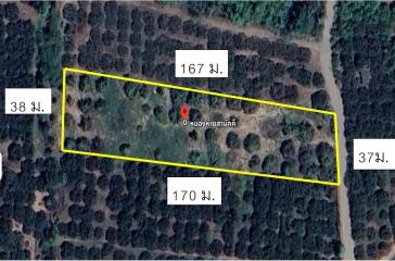 Aerial view of land plot with measurements.