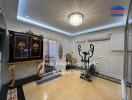 Elegant living space with exercise equipment