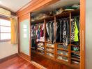 Spacious bedroom with large built-in wardrobe