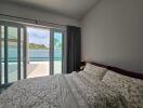 Cozy bedroom with pool view