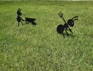 Decorative garden with metal ant ornaments