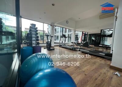 Modern gym with various exercise equipment