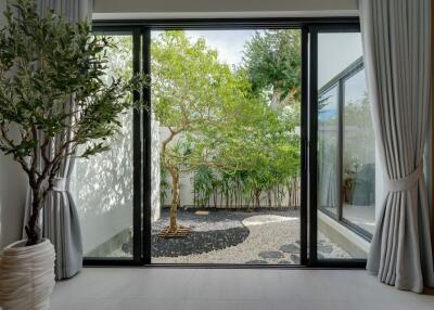 Living space with view of garden