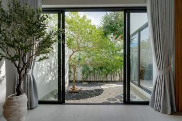 Living space with view of garden