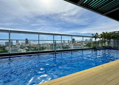 Rooftop swimming pool with city view