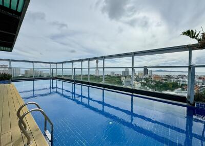 rooftop swimming pool with city view