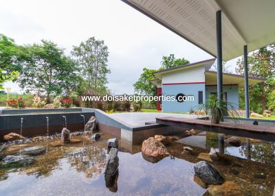 Incredible Nearly-New Modern Resort Style Home on 8+ Rai Overlooking a Lake for Sale in Luang Nuea, Doi Saket