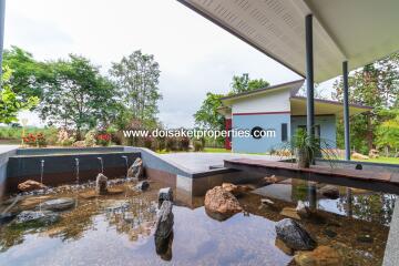 Incredible Nearly-New Modern Resort Style Home on 8+ Rai Overlooking a Lake for Sale in Luang Nuea, Doi Saket