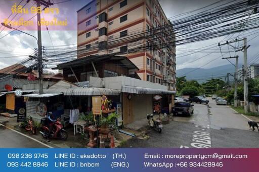 Property id130ls Land for sale with building in Jedyod,Changpuek 96sq.wa near Chiangmai university