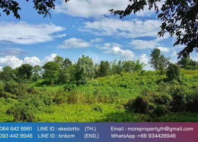 More-067LS Land for sale in Chiang Mai 123 Rai , next to the road 1095, near the intersection of Mae Malai-Pai, Mae Taeng, Chiang Mai.