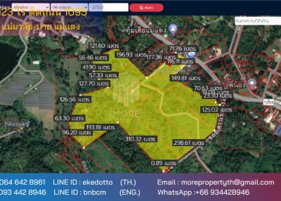 More-067LS ขายที่ดิน เชียงใหม่ 123 ไร่ ติดถนน 1095 ใกล้สี่แยกแม่มาลัย-ปาย อ.แม่แตง