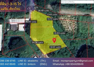 Property id1262ls sale 3 plot of lands 1 rai 1 ngan 60 sq.wa. near Supha bee, Mae Rim