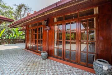 More-023PS Thai teak house for sale in Chiang Mai With swimming pool, Yard , vegetable plot , Near San Kamphaeng Market, San Kamphaeng District, Chiang Mai