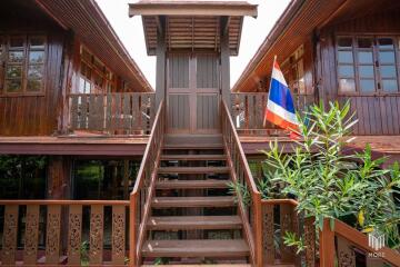 More-023PS Thai teak house for sale in Chiang Mai With swimming pool, Yard , vegetable plot , Near San Kamphaeng Market, San Kamphaeng District, Chiang Mai