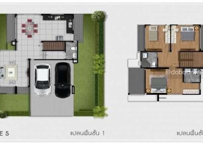 A two-story single house with 3 bedrooms, 3 bathrooms, located in the San Kamphaeng area near the Chor Chern Chern Market.