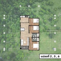 บ้านเดี่ยว 1 ชั้น 3 ห้องนอน 2 ห้องน้ำ ตั้งอยู่ในโซนสันทราย