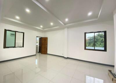 Single-story modern minimalist-style house with 3 bedrooms and 2 bathrooms.