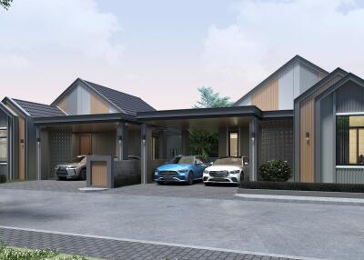 One-story detached house, Nordic style, 3 bedrooms, 2 bathrooms, Saraphi zone.