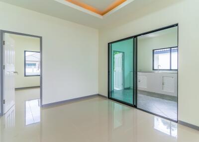 A single-story, contemporary style house with 3 bedrooms and 2 bathrooms in the San Sai zone, near Mae Jo University.