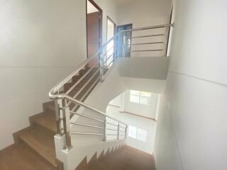 A 2-story modern style twin house with 3 bedrooms and 3 bathrooms in the Saraphi area.