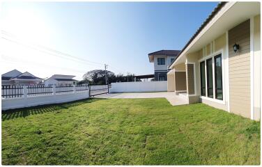 A single-story, contemporary style house with 3 bedrooms and 2 bathrooms in the San Sai zone.