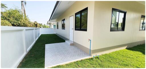 A single-story, contemporary style house with 3 bedrooms and 2 bathrooms in the San Sai zone.