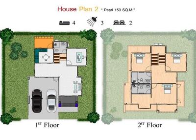 บ้านเดี่ยว 2 ชั้น สไตล์โมเดิร์น 4 ห้องนอน 3 ห้องน้ำ