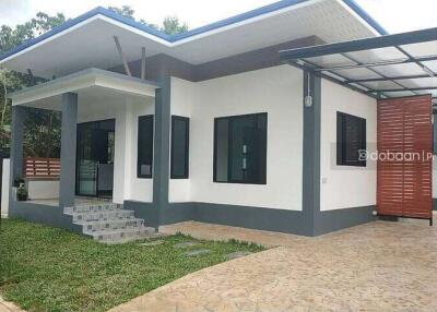 Single-story modern-style house with 2 bedrooms and 2 bathrooms.