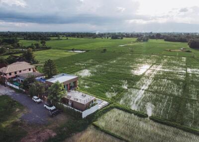 พูลวิลล่าพร้อมวิวนาข้าวที่สวยงาม 180 องศา