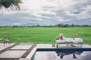 Pool Villa with A Beautiful 180-Degree View Over Rice Paddies